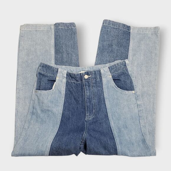 Urban Outfitters BDG High & Wide Colorblock Jean Blue Sz 28 Baggy Relaxed - Picture 1 of 9